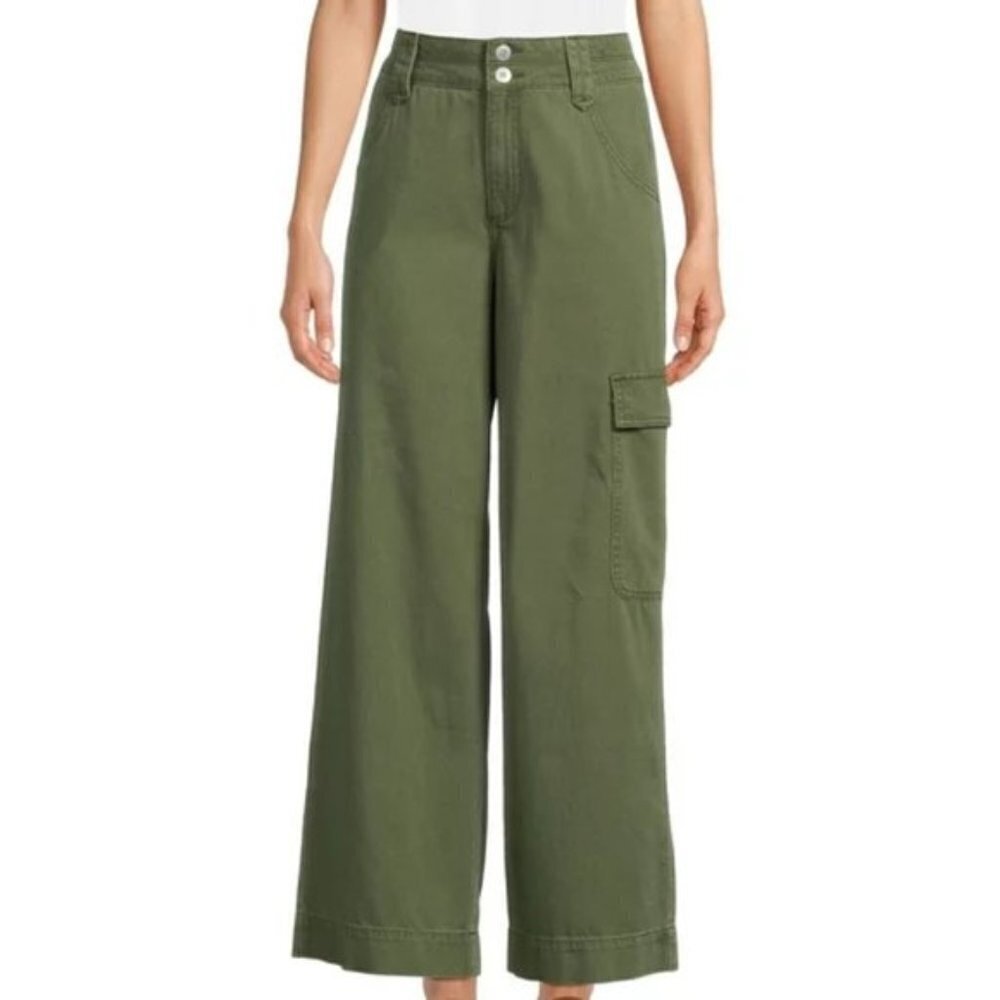Time and Tru Women's Green (Sea Turtle) Wide Leg Cargo Pants size 2 NWT